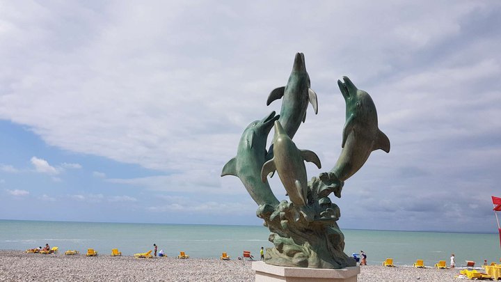 Sculpture "Dolphins" near the Alphabet Tower