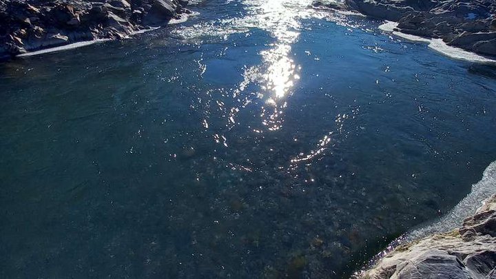 Observation deck on the fast flow of the Aragvi River