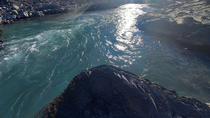 Observation deck on the fast flow of the Aragvi River