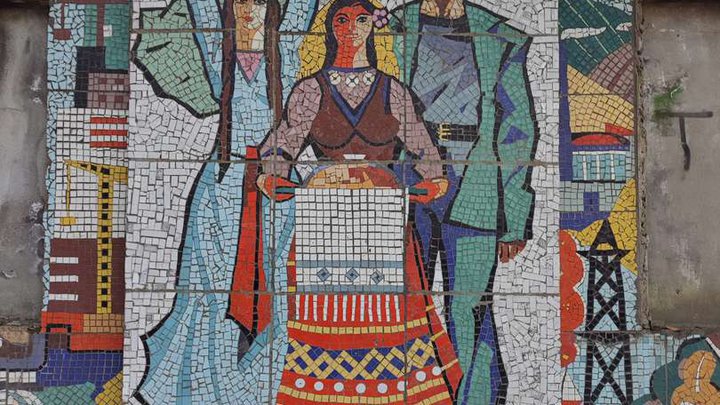 Soviet mosaic information board