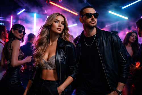 Stylish couple in a nightclub