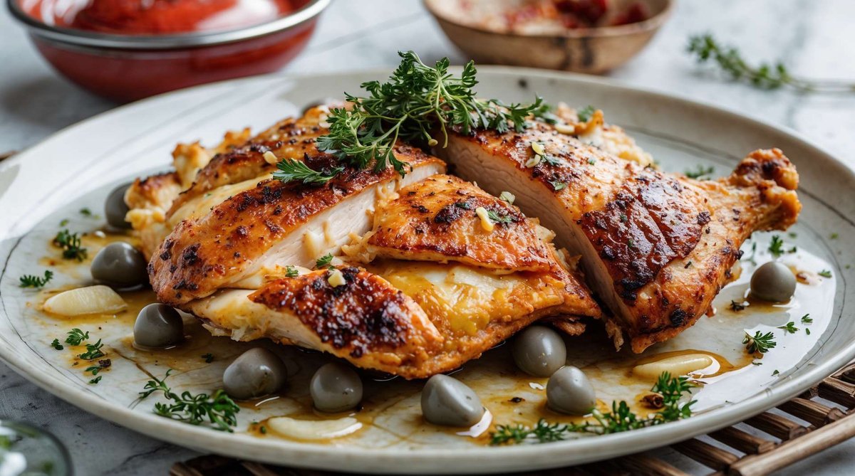 Tabaka chicken with sauce