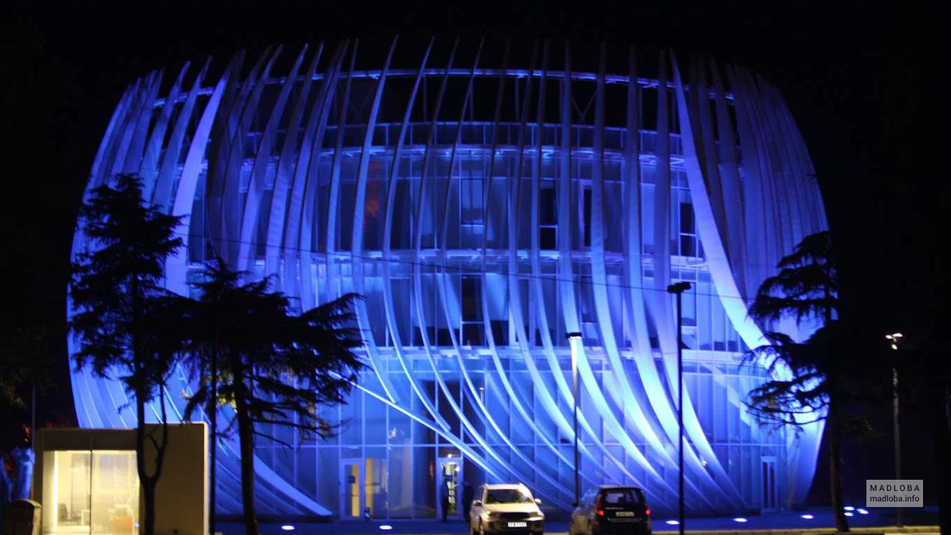 Дом Юстиции в Гори с ночной подсветкой