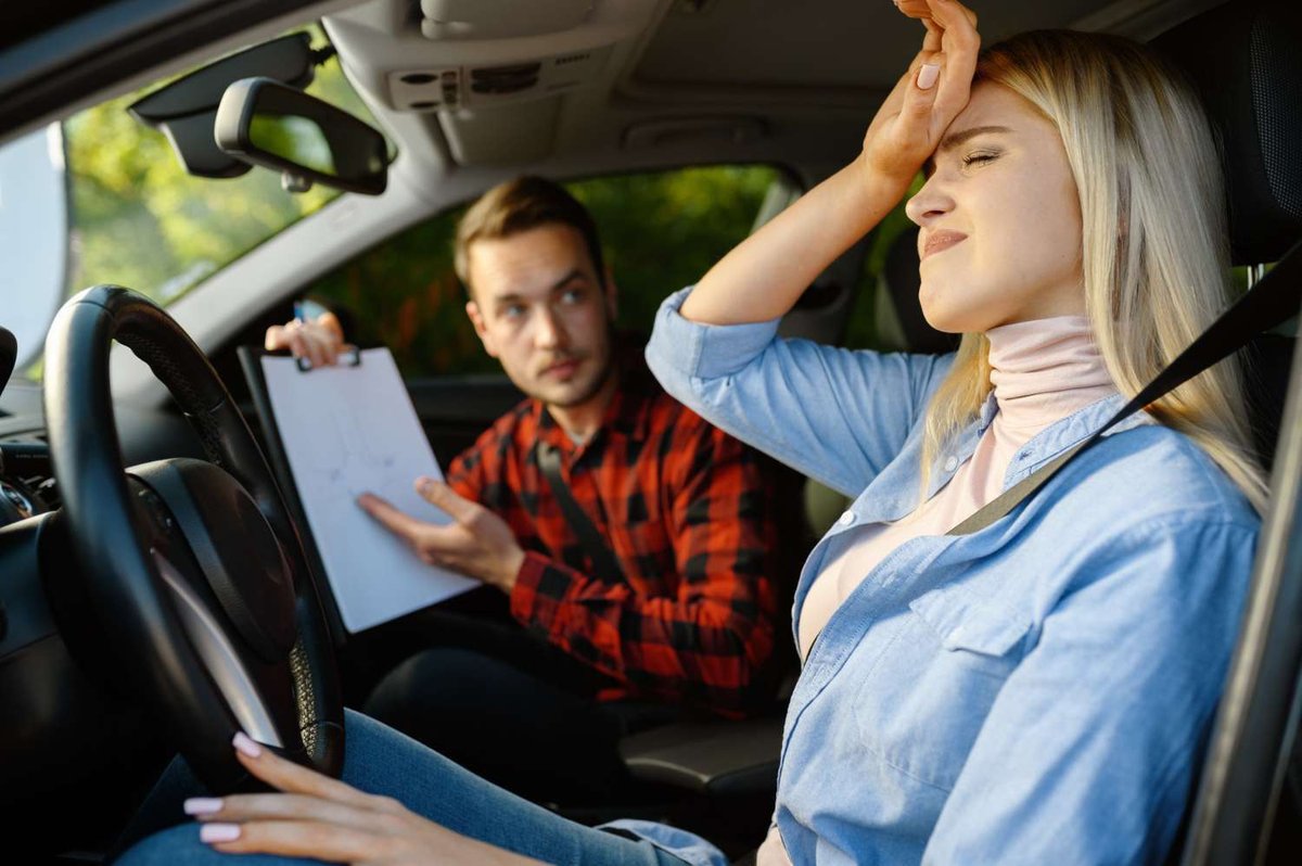 The girl failed her driving school exam.