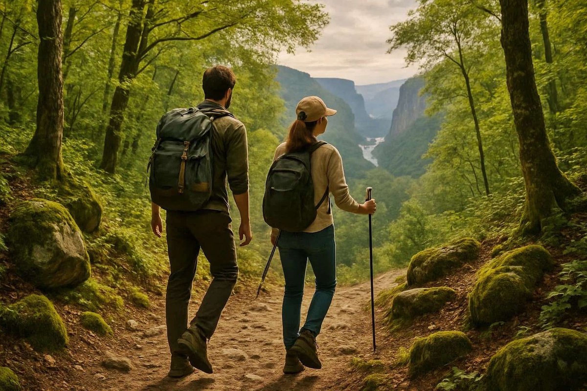 Туристы идут к коньону