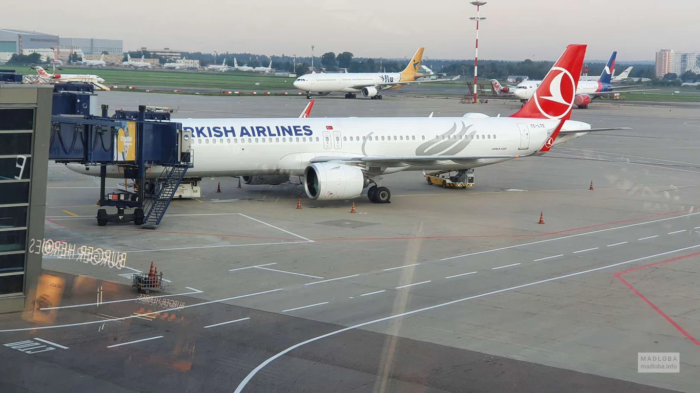 Самолет  "Turkish Airlines" в аэропорту