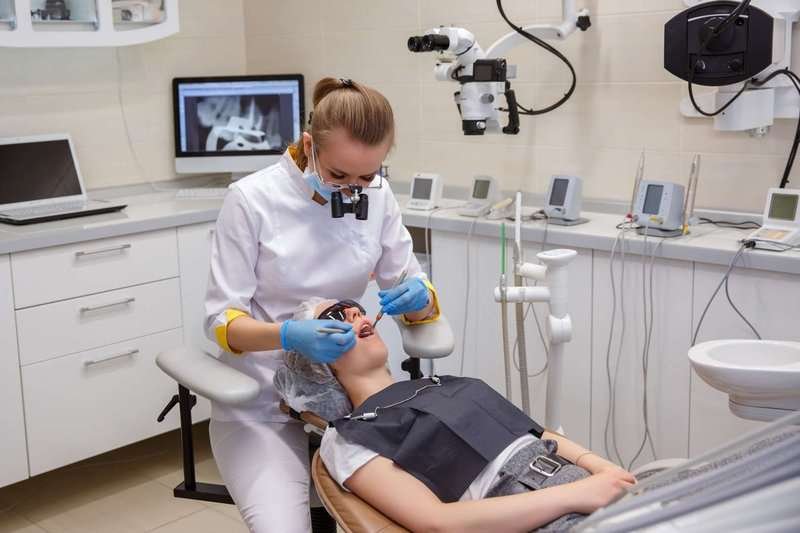 Dental treatment in the dentist's office