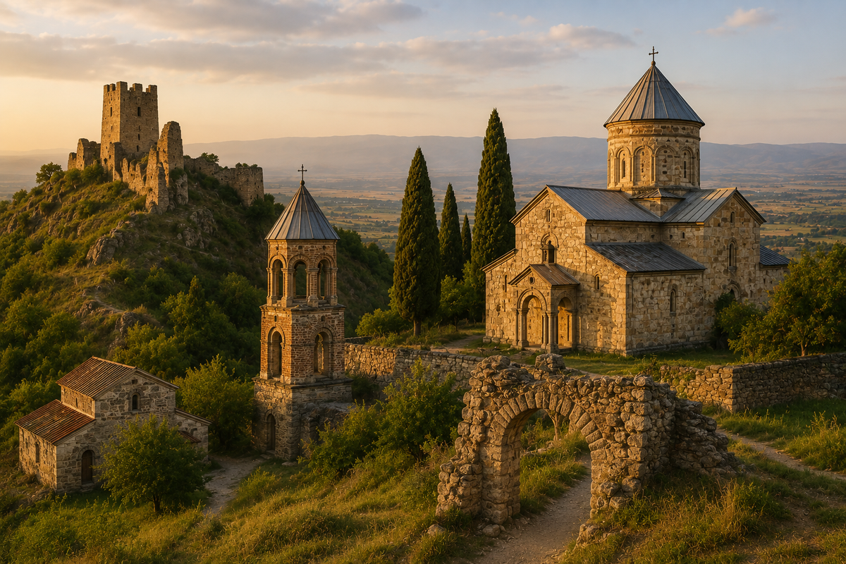 Explore Vedzhini, a historic Kakheti village with medieval churches, a hilltop fortress and the Ascension Monastery complex.