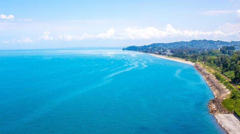A view of the sea from a mountaintop in Chakvi
