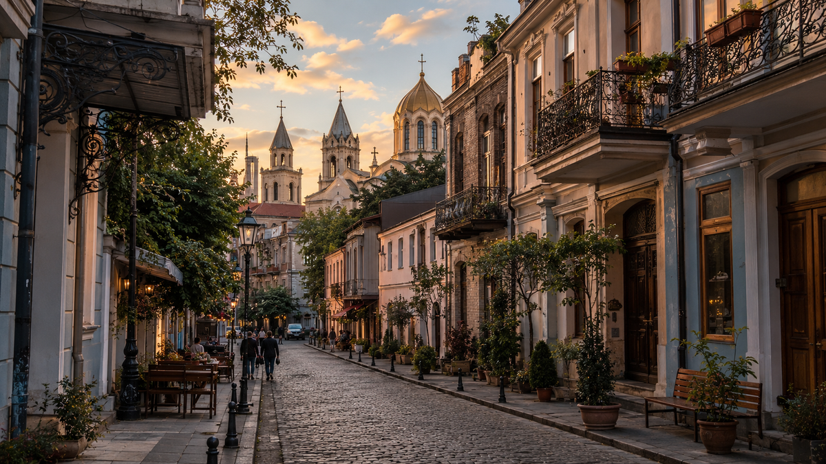 A peaceful walk through old Batumi connects churches, courtyards, cafes and the cityโs port history.