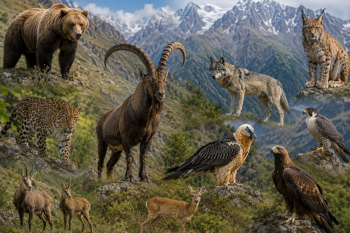 Meet the rare wildlife of Tusheti, from the Caucasian tur and brown bear to birds of prey and elusive mountain predators.