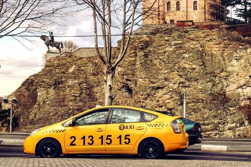 Yellow taxi in Tbilisi