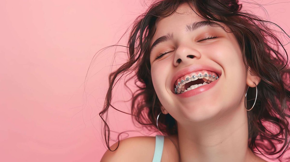 a girl with braces smiling