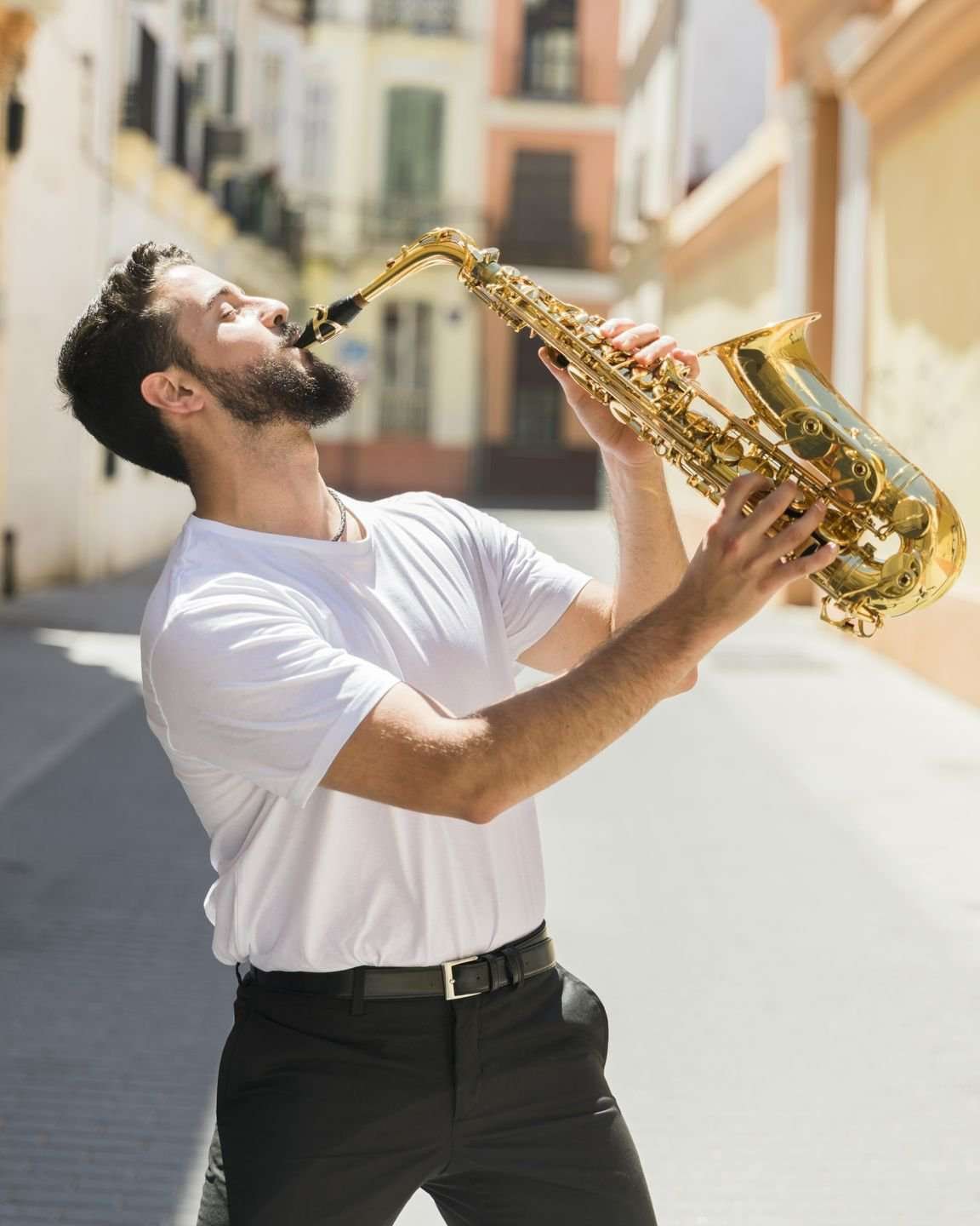 a man playing the saxophone