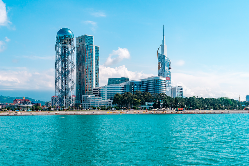 Batumi Alphabet Tower and beach