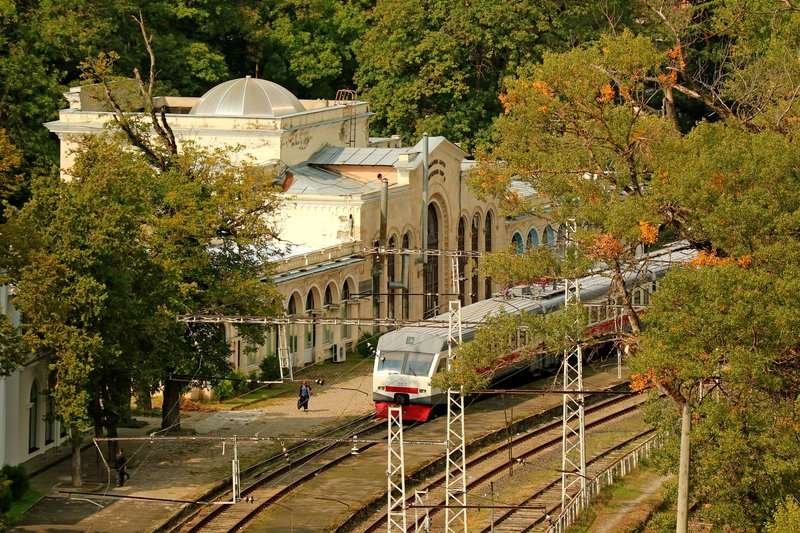borjomi park railway station in autumn