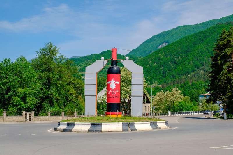 city center ambrolauri monument georgian wine