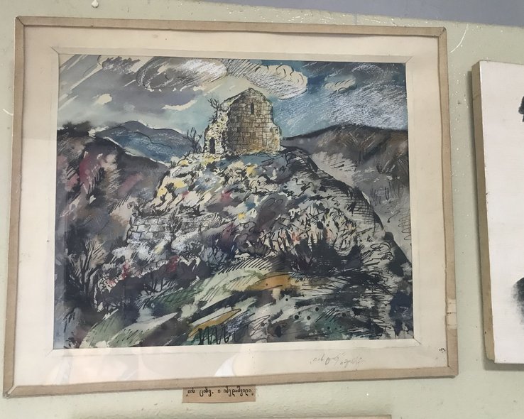 Картина с замком в доме-музее Иванэ Джавахишвили в Ховле