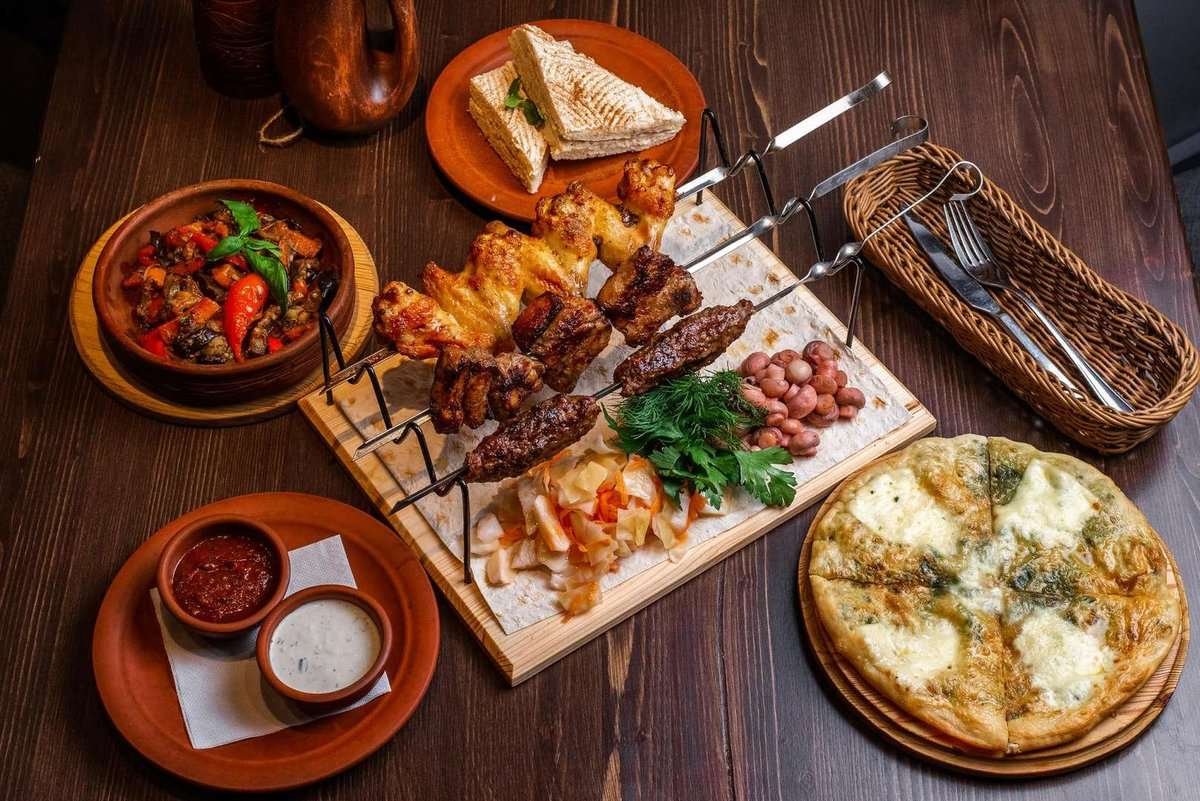 Georgian cuisine dishes on the table