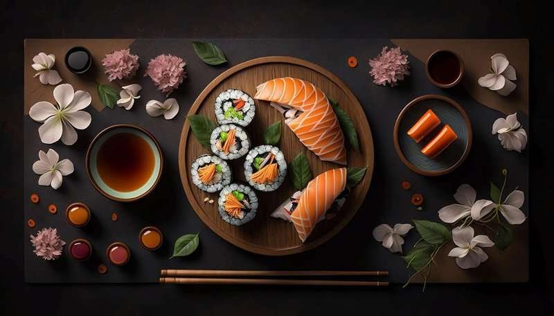 beautiful presentation of sushi