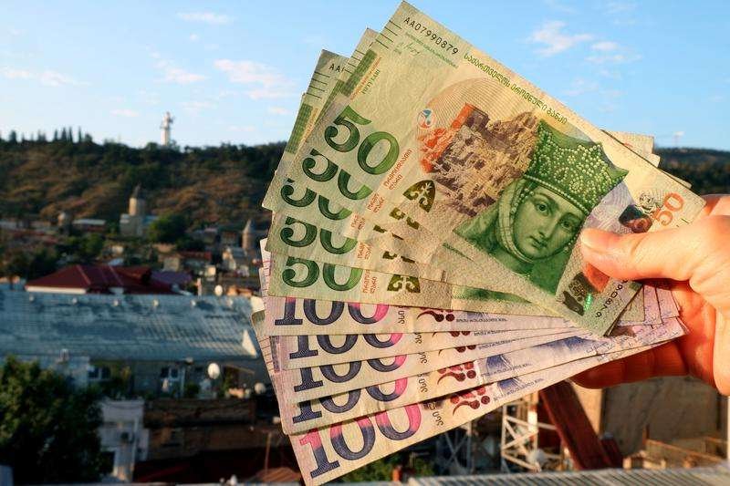Lari against the backdrop of Tbilisi