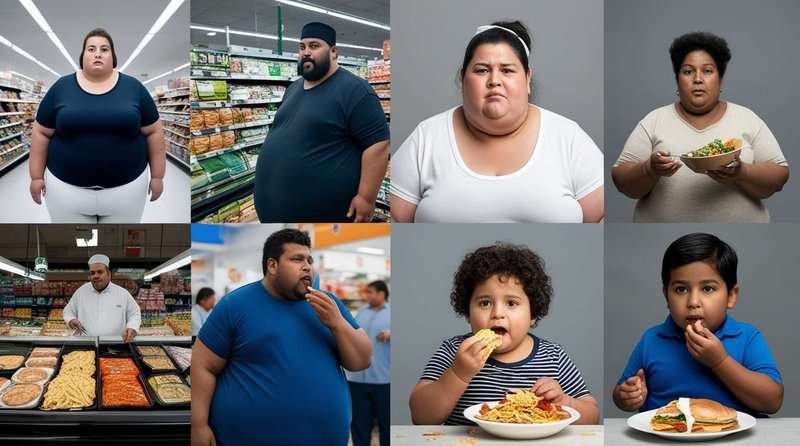photo collage with fat people