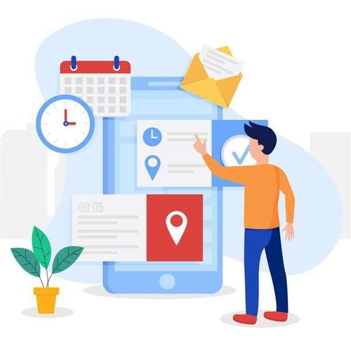 An icon with opening hours and location information for a Yandex Business card