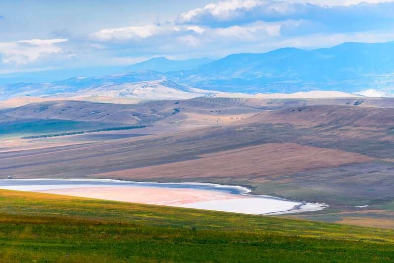 A lake among beautiful mountains