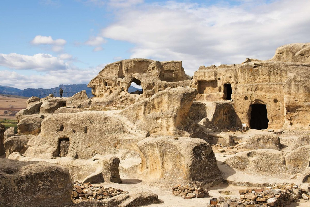 low-angle-shot-ancient-rock-hewn-town-uplistsik
