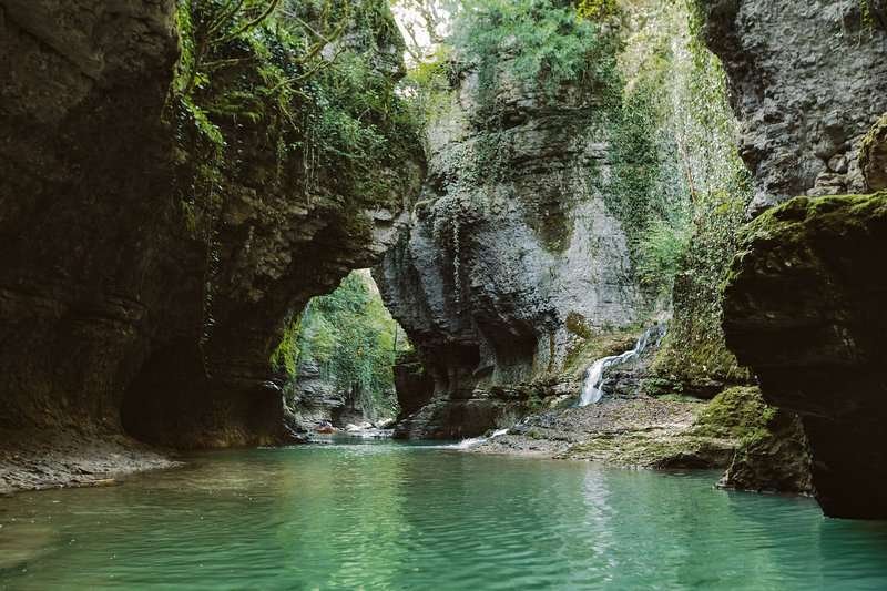 Oputskhole, a swimming spot in the Martvili Canyon