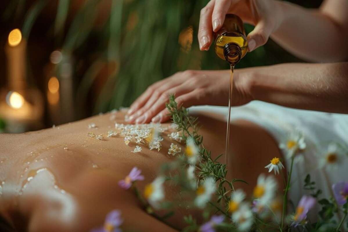 Массаж спины с помощью аромомасла