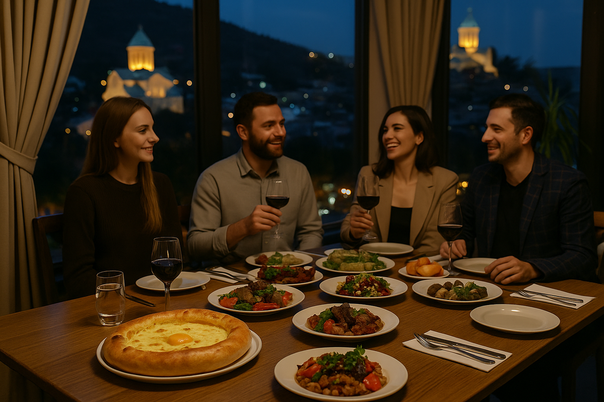 meeting friends in a restaurant