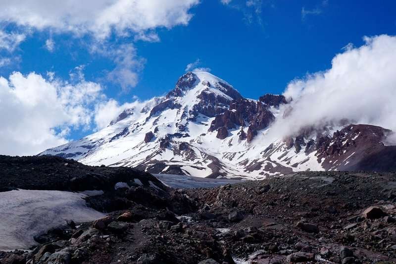 Mount Kazbeg on the Gergeti Glacier