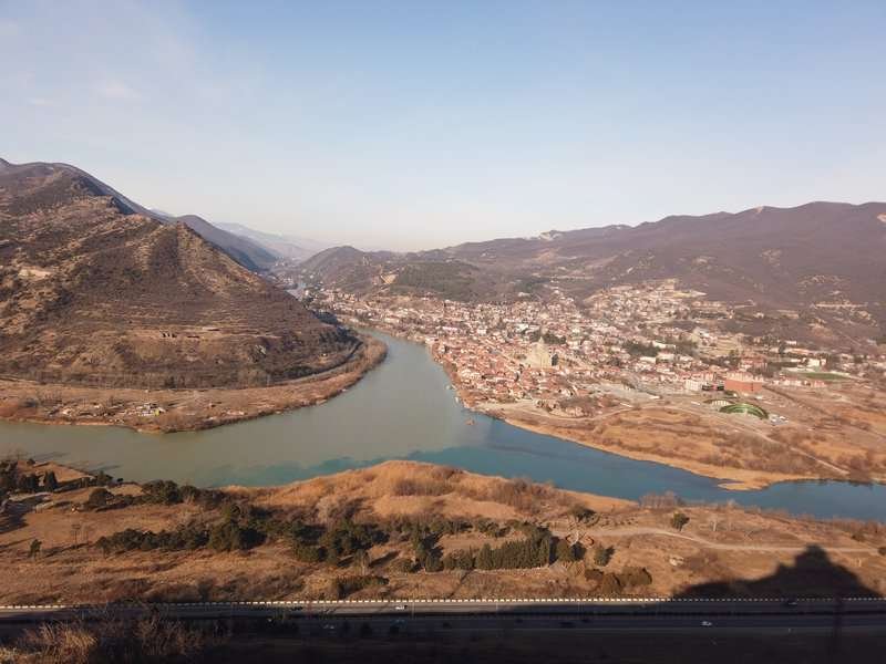View of Mtskheta and the confluence of two rivers