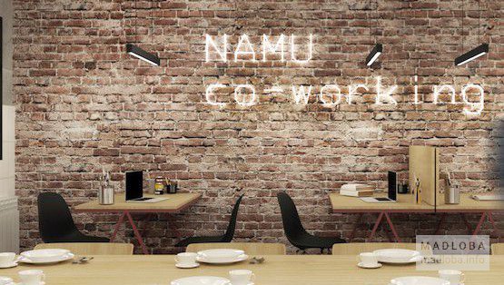 Оформление стены в кафе Namu