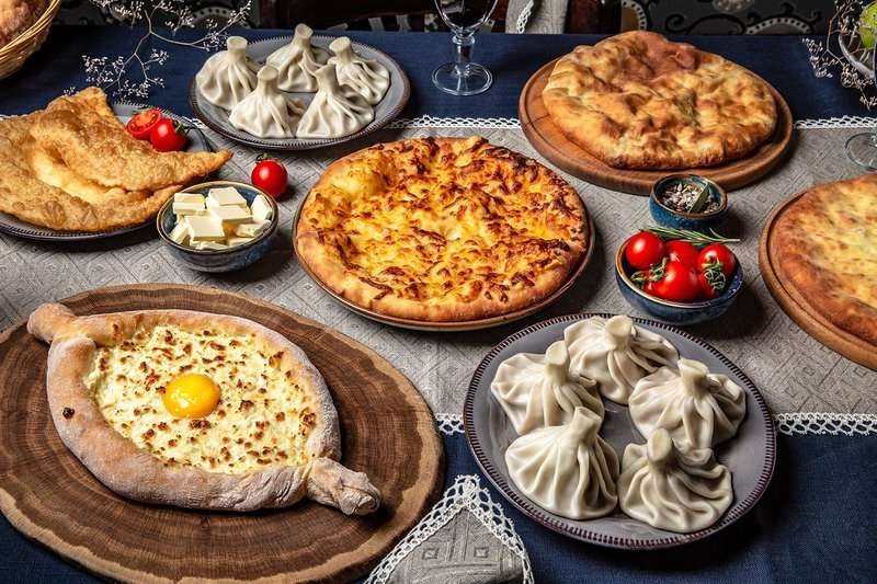 a festive feast at a Georgian restaurant