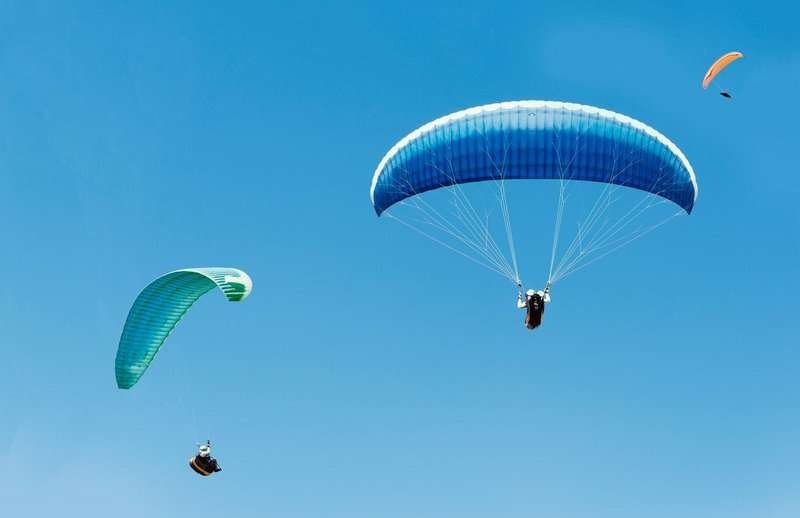 Paraplans on the background of the blue sky