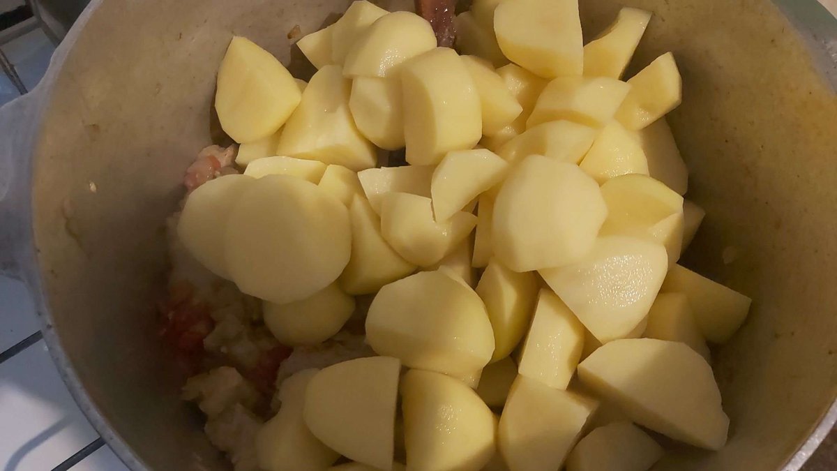 potatoes in a cauldron