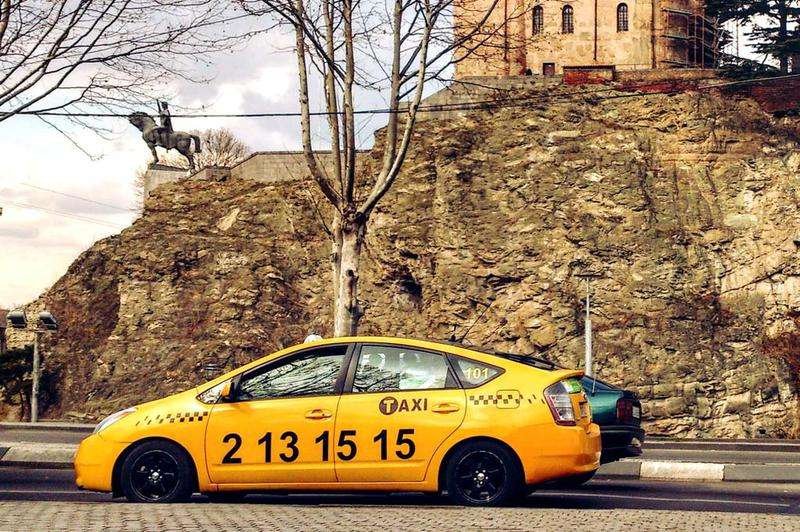 Yellow taxi in Tbilisi