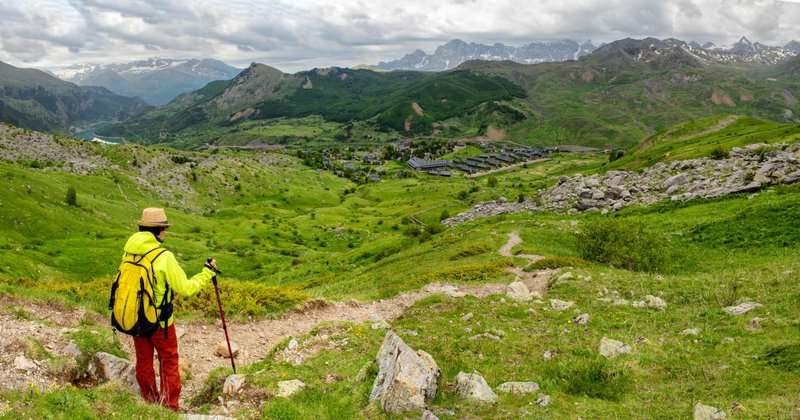 tourist on a mountain trail