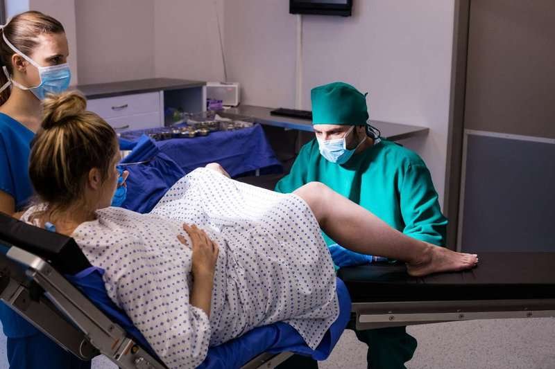 A woman at a gynecologist's appointment