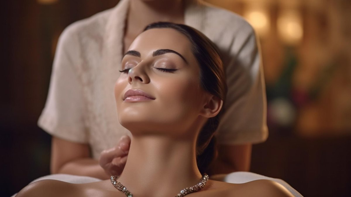 woman getting massage spa