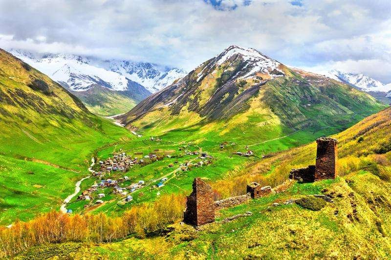 View of Queen Tamar's castle in Ushguli